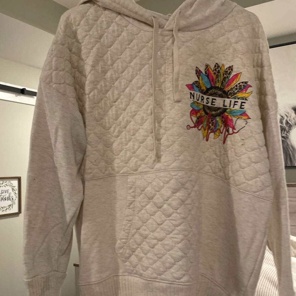 Nurse Life Cream Quilted Hoodie